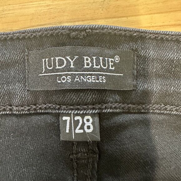 Judy Blue Skinny Fit Jeans‎ Leopard Print Patches Womens 7/28 Black Distressed - Picture 11 of 16